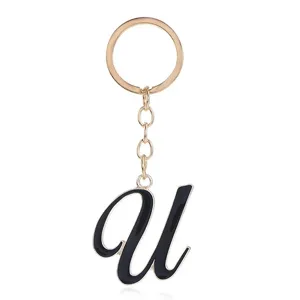 Stylish metal letter u keychain pendant for women handbags and car keys daily decoration.