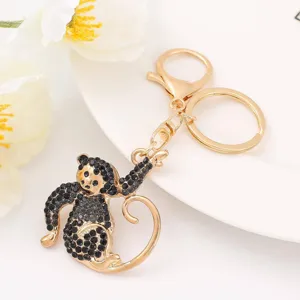 Gold metal rhinestone animal keychain luxury style bag charm elegant accessory pendant