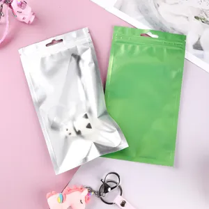 Matte Aluminiumfolie Wiederverschließbare Aufbewahrungstaschen Einfarbig Druckverschluss Verpackungsbeutel Mit Aufhängeloch Für Schmuck Elektronische Kabel Tägliche Organisation