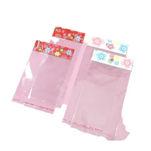 Transparente OPP-Selbstklebebeutel mit Blumen-Header und Aufhängeloch zur Verpackung