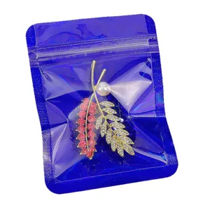 Blauer holografischer schillernder Druckverschlussbeutel für Schmuckverpackung, halbtransparent