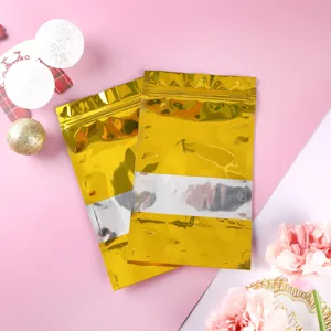 Hochwertiger goldener Aluminiumfolienbeutel mit Sichtfenster für Snackverpackung