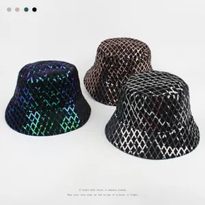 Chapeau bob à carreaux pailletés vintage japonais pour femmes, protection solaire.