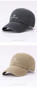 Korean style washed cotton baseball cap with chic embroidered letters for casual outdoor daily wear.