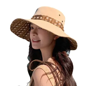 Chapeau de soleil d'ete pour femme bob chapeau de randonnee avec bord carre pour voyage exterieur