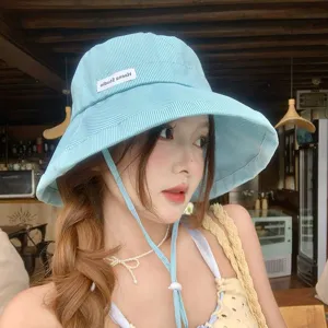 Cappello da pesca a righe verde menta da donna, simpatico cappello da sole estivo per la spiaggia.