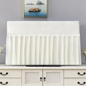Lace Trim TV Dust Cover Full Coverage TV Protector Decorative Dustproof Cover For Living Room Home TV Screen Protection