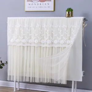 Weisse spitze heizkoerperabdeckung staubdicht schutz elegante blumenstickerei deko.