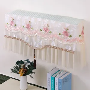 Copertura antipolvere per condizionatore sospeso in pizzo con ricamo floreale e nappa da 1.5 HP.