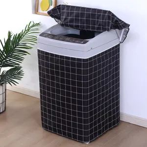 Fundas Impermeables de Tela Oxford para Lavadora Rejilla Negra Impermeable Protector Superior Abierto para Lavadora Doméstica