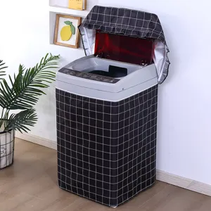 Fundas antipolvo para lavadora, tela oxford de rejilla negra, impermeable y protector solar.