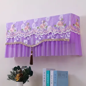 Copertura antipolvere per condizionatore in pizzo viola con ricamo floreale, 1.5 hp.