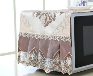 Copertura antipolvere per microonde in tessuto in stile europeo con elegante bordo in pizzo.