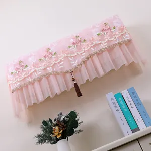 Copertura per condizionatore ricamata in pizzo rosa protettore antipolvere design floreale.
