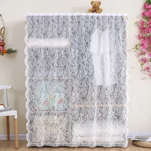 Lace Dust Cover Curtain For Cabinet Bookshelf Wardrobe Polyester White Green Beige Home Decor Anti-Dust Cloth Shade