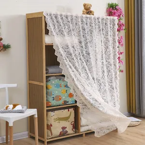 White lace cabinet curtain dust-proof decorative cover for bookshelf storage shelf home decor