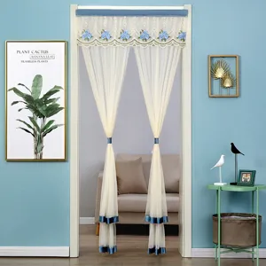 Double layer lace door curtain embroidered mesh anti mosquito hanging curtain details