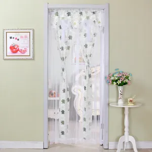 Double layer fabric door curtain detail view, mesh anti-mosquito bedroom privacy shielding curtain.