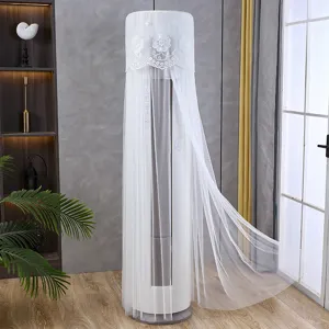 Cylindrical vertical air conditioner dust cover white lace mesh breathable protective cover