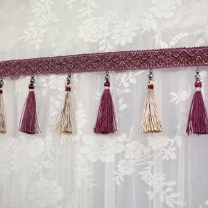 Exquisite decorative tassel fringe trim for curtains, home decor, and sewing craft projects.