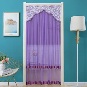 Purple double layer lace gauze door curtain for bedroom home anti mosquito privacy divider