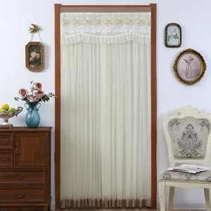 European style lace half door curtain sheer fabric vintage home decor room divider panel.