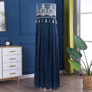 Copertura per condizionatore verticale cilindrico velluto blu pizzo nappa antipolvere
