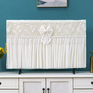 Copertura Antipolvere TV in Pizzo Moderno Minimalista Ricamo Floreale Protettore per TV Sospesa Decorazione per la Casa