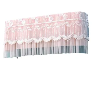 Copertura antipolvere per condizionatore a parete in pizzo rosa, elegante ricamo floreale.