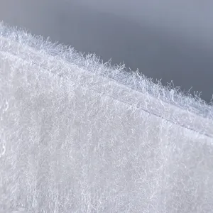 White fluffy fabric detail of TV dust cover, soft texture and fine stitching for display.