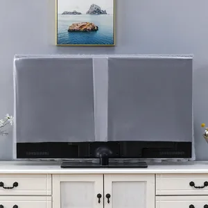 Gray TV dust cover for desktop or wall-mounted LCD screens, neat home decor display detail.