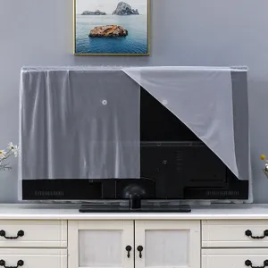 Detailed view of the elegant lace TV dust cover, designed for flat screen desktop wall mounted TVs.