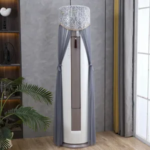 Vertical floor standing air conditioner cover grey lace mesh dustproof full coverage elegant home decor