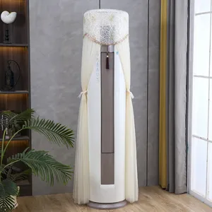 Vertical standing round air conditioner dust cover lace fabric washable full wrap design home decor