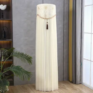 Detailed view of the elegant lace vertical air conditioner cover showcased in a cozy setting.