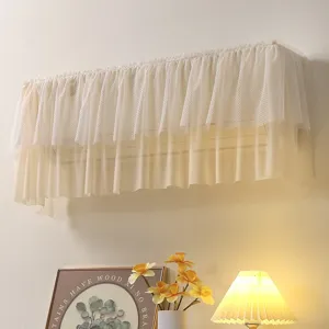 Housse anti-pousisiere climatiseur dentelle beige murale ac decorative protection suspendue