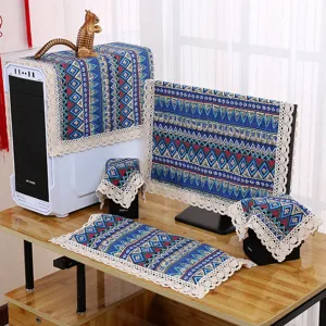 Ethnische geometrische Computer Staubschutzhülle Set mit Spitzenbesatz für Monitor Gehäuse.
