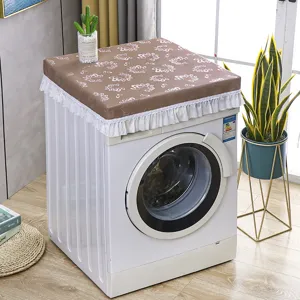Copertura per lavatrice impermeabile in PU antipolvere con elegante bordo in pizzo.