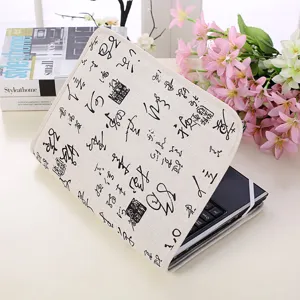Funda para portátil de lino de 14 pulgadas elegante diseño de caligrafía china protectora