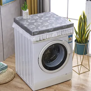 Copertura impermeabile per lavatrice in PU antipolvere con elegante bordo in pizzo