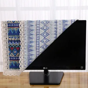 Geometrischer Computerstaubschutz im Boho-Stil mit Spitzenborte für Desktop-Monitor Detail