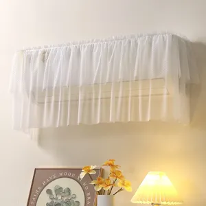 Housse anti-poussière climatiseur mural en dentelle blanche pare-vent respirant pour chambre