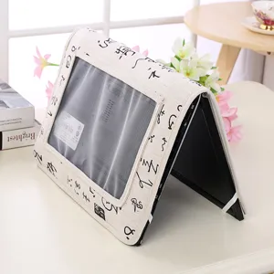 Funda antipolvo para portátil de lino de 14 pulgadas con ventana de malla transparente