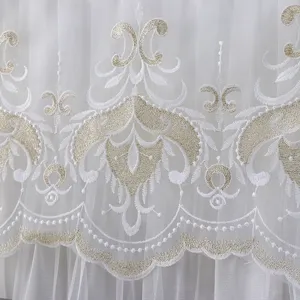 White lace air conditioner cover detail embroidery gold thread elegant home decor fabric