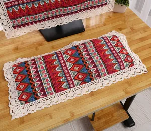 Ethno Stil geometrischer Druck Computer Staubschutz Abdeckung Set mit Spitzenbesatz für Büro.