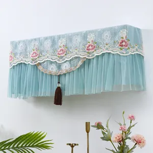 Copertura antipolvere per condizionatore in pizzo ricamato con fiori, copertura decorativa moderna.