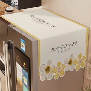 Cream Style Floral Refrigerator Dust Cover Fabric Protector Household Washing Machine Cover Cloth Decor
