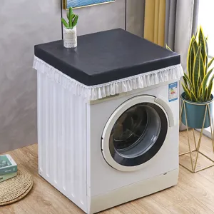 Copertura per lavatrice in PU impermeabile con bordo in pizzo bianco antipolvere per la casa