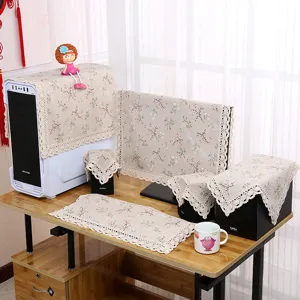 Blumen Computer Staubschutzhülle Set Spitzenkante Stoff Monitor Tastatur Schutz