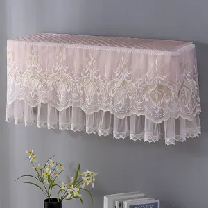 Pink lace air conditioner cover wall mounted dustproof protective decorative hanging net.